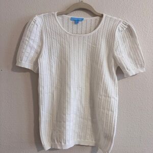 Draper James Cream Knit Short Sleeve Top, Size XS